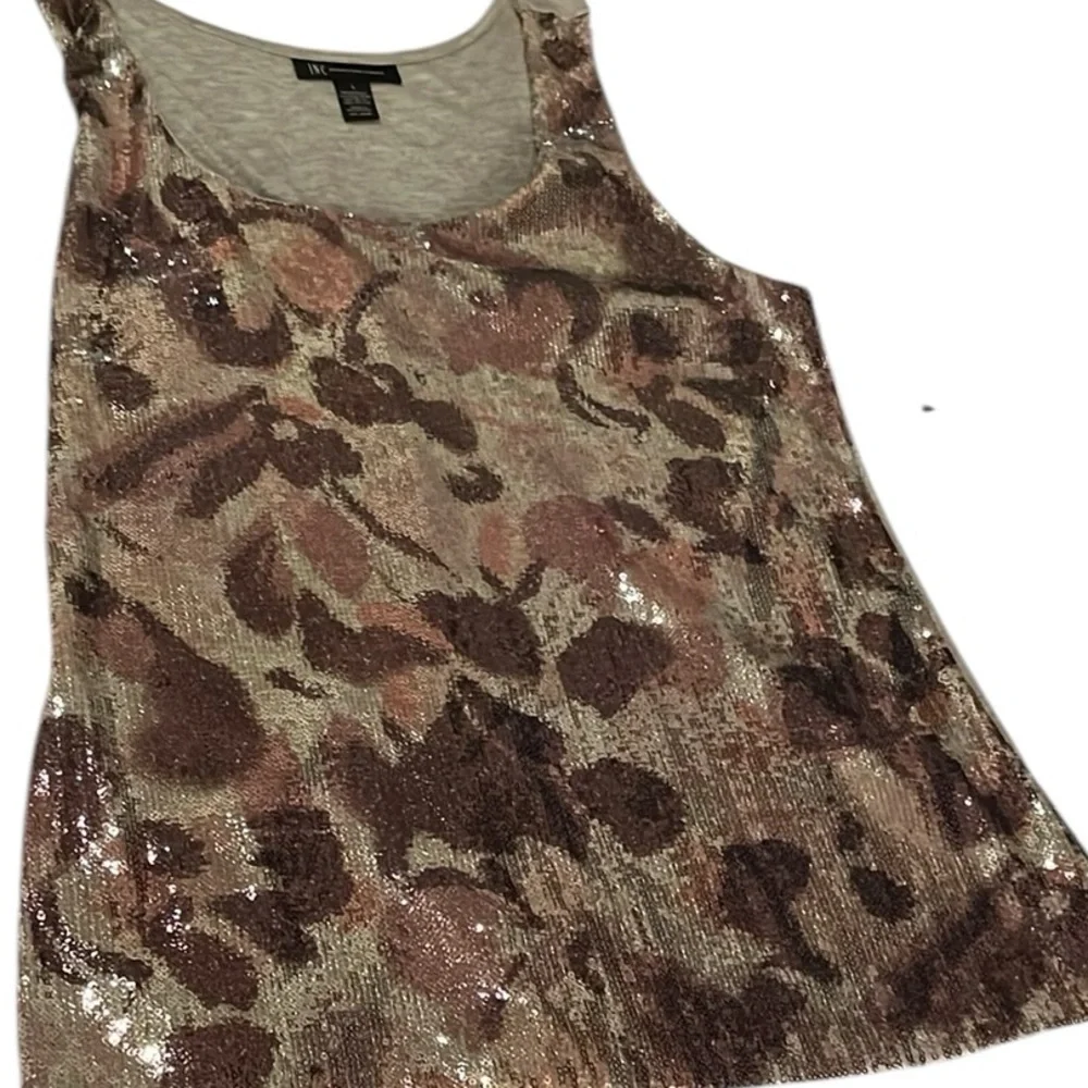 INC International Concepts size large pink & silver sequin tank top NWT
